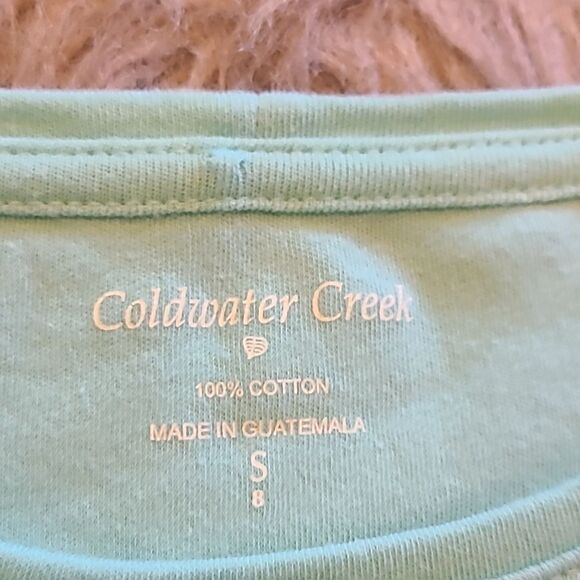 Coldwater creek womens light teal cotton tshirt size small - Picture 2 of 3
